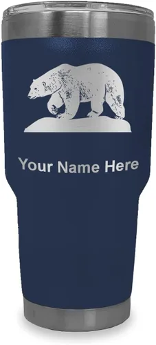 Vista 33 de LaserGram Vaso aislado al vacío de 20 onzas, oso polar, grabado personalizado incluido (negro)