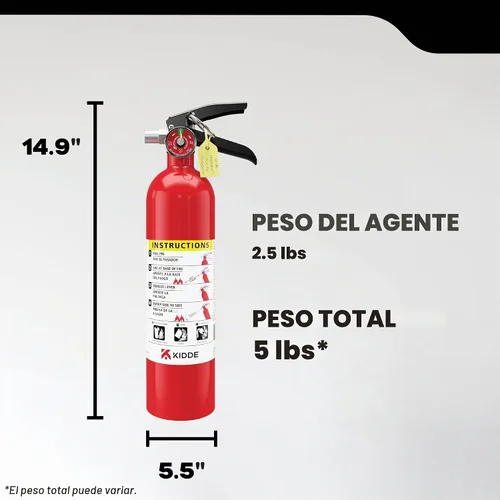 Vista 10 de Kidde Extintor de fuego de grado comercial para oficina, escuelas, recargable 1A10BC