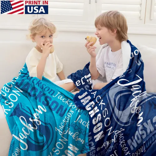 Vista 3 de Envío al día siguiente, manta personalizada para niños adolescentes - impresa en EE. UU., manta de franela con nombre personalizado, mantas