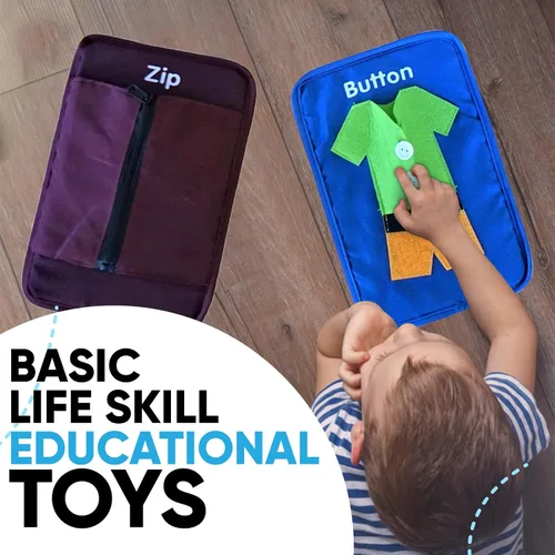 Vista 6 de Aprendiendo a vestir tablero ocupado, juguete Montessori de motricidad fina para niños pequeños