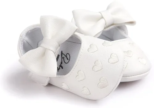 Vista 4 de RVROVIC Zapatos de bebé para niñas suela suave zapatos planos Mary Jane vestidos de princesa zapatos de poliuretano lindo lazo precaminante