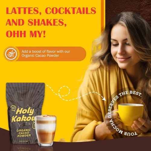 Vista 4 de Holy Kakow Cacao en polvo – Cacao en polvo orgánico, cacao, sin gluten, sin soja, vegano, de origen único, rico en antioxidantes, cacao crudo