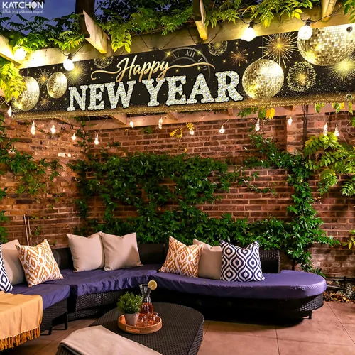 Vista 3 de KatchOn, Cartel de feliz año nuevo para patio 2026 – Extra grande de 120 x 20 pulgadas, letrero de feliz año nuevo para decoraciones de Año Nuevo