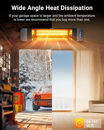 Vista 6 de Pasapair - Calentador eléctrico de patio - Calentador inteligente infrarrojo para interiores con temporizador de 24H y control por APP - Calentador