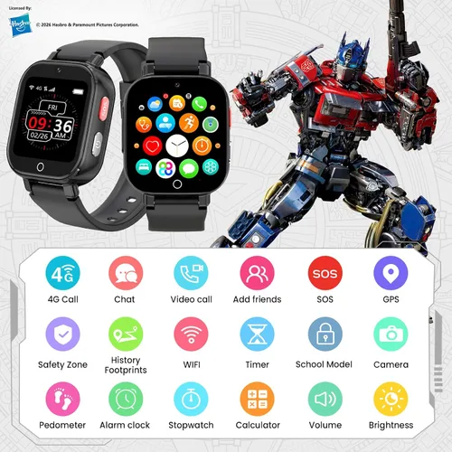 Vista 2 de Reloj de teléfono para niños 4G con tarjeta SIM, reloj inteligente para Negro