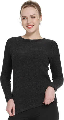 Vista 11 de MANCYFIT Tops térmicos para mujer, camisa con forro polar, manga larga, capa base, cuello en V