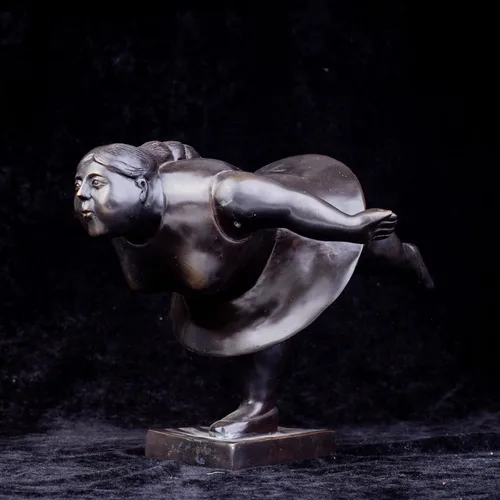 Vista 5 de Estatua de mujer gorda decorativa 100% bronce fundido escultura de yoga femenina hermosa y resistente de 10.6 pulgadas, regalo de bronce