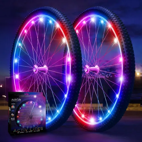 Vista 14 de Activ Life Paquete de 2 luces LED para ruedas de bicicleta con baterías incluidas, obtén un 100% más brillante y visible desde todos los ángulos