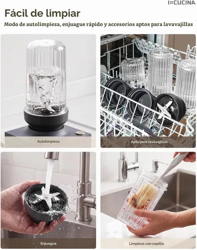 Vista 8 de iCucina Cubetto - Licuadora personal compacta de 1000 W y herramienta aromática, mezcladora minimalista para bebidas congeladas, batidos y batidos