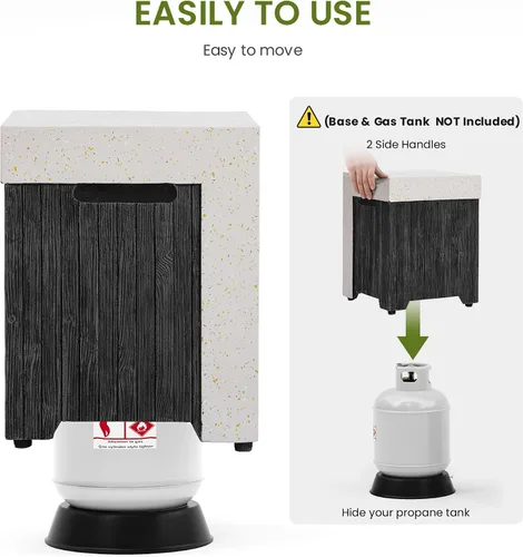 Vista 4 de COSIEST Mesa de tanque de propano para exteriores con diseño de grano de madera, mesa de tanque oculta exterior de 16 pulgadas, oculta el tanque