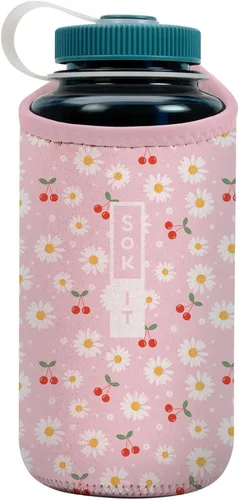 Vista 237 de Sok It BotlSok Funda para botella de agua con cubierta de neopreno aislante (Floral abstracto, se ajusta a CamelBak o Nalgene de 12 onzas)