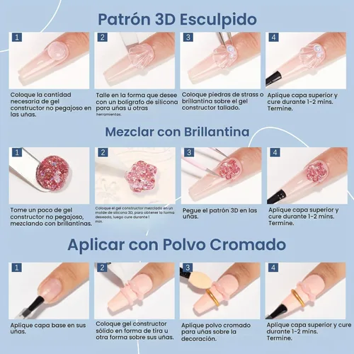 Vista 9 de MIZHSE - Gel constructor sólido para uñas, 3.53 oz, gel para esculpir 3D transparente para uñas 3.53 oz transparente