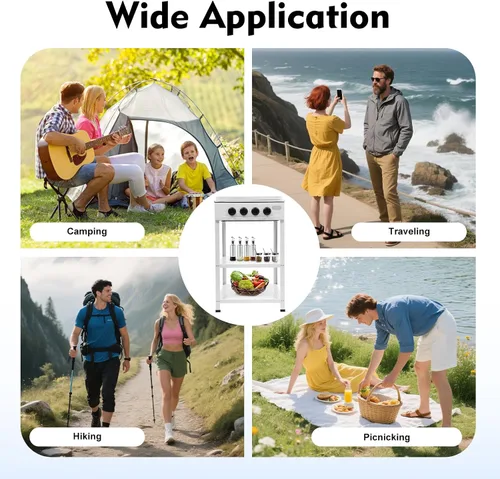 Vista 6 de Estufa de gas natural con 4 quemadores, estufa de gas natural portátil con soporte para patas, estufa para RV, apartamento, cocina al aire libre