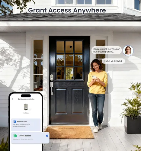 Vista 14 de Veise VE017G - Cerradura de puerta de entrada sin llave Wi-Fi, control remoto de aplicación y control de voz, cerraduras inteligentes de huellas