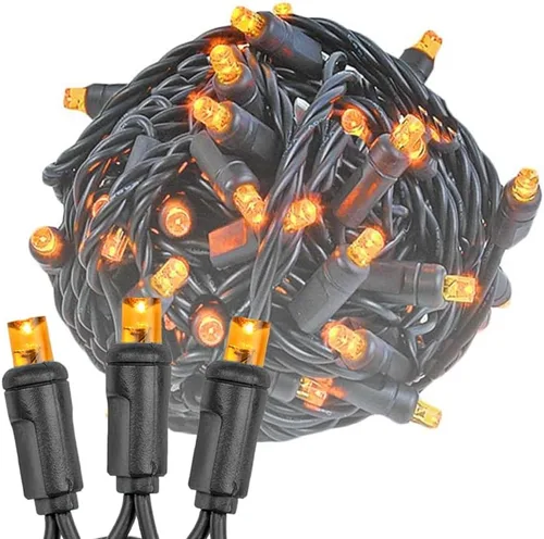 Vista 8 de Novelty Lights Guirnalda de luces navideñas de 11 pies, 50 bombillas LED rosas en cable negro, espacio de 2.5 pulgadas, iluminación conectable
