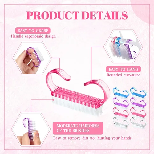 Vista 3 de Tanlade - 300 cepillos de uñas con mango a granel, pequeño cepillo de limpieza para uñas, fácil de usar, a granel para hombres y mujeres, pies