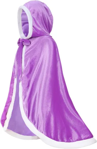 Vista 3 de Girl Fur Princess Cape with Hood Girls Cloak for Little Girls Dress up Halloween Christmas Costumes
