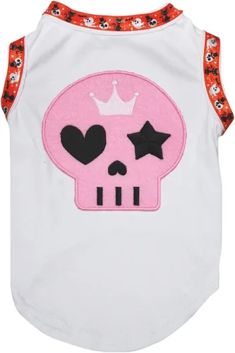 Vista 7 de Petitebella Camisa para perro cachorro con cara de calavera rosa (negro, XS)