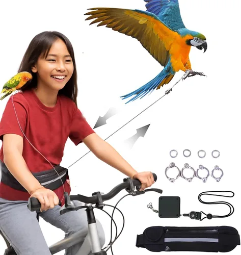 Vista 6 de Arneses de pájaros manos libres adecuados para ciclismo y conducción al aire libre y cinturones cangurera autoretráctil correa de pájaro suirtable