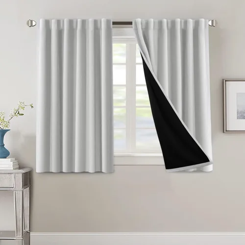 Vista 63 de H.VERSAILTEX Cortinas 100% opacas para dormitorio con forro negro, cortinas de oscurecimiento de habitación completa, con aislamiento térmico