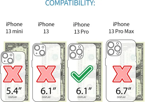Vista 2 de Dockem Funda tipo cartera para iPhone 13 Pro con placa de metal integrada para montaje magnético y 1 bolsillo plano para tarjetas de crédito Luxe