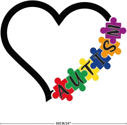 Vista 3 de Calcomanía de vinilo para la pared, diseño de corazón para autismo, rompecabezas de apoyo autista, decoración de pared, decoración de pared