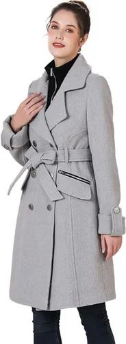 Vista 2 de BGSD Gabardina Nia para mujer con cinturón de mezcla de lana con babero extraíble (también disponible en tallas grandes y pequeñas)
