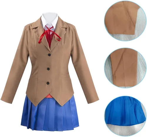 Vista 6 de Juejuezi Doki Doki Monika, traje de Yuri, uniforme escolar, Sayori, cosplay, disfraz de niña escolar para Halloween