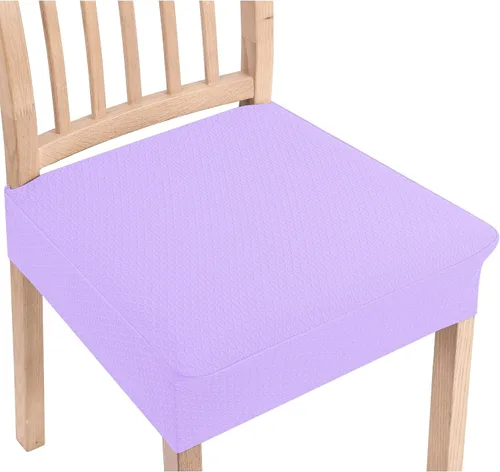 Vista 25 de Smiry Juego de 2 fundas de asiento elásticas de jacquard para sillas de comedor, extraíbles y lavables, sin fundas traseras, color azul aireado