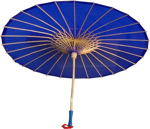 Vista 33 de Sombrilla de tela de bambú lisa, ideal para recuerdos de fiesta de boda (azul claro)
