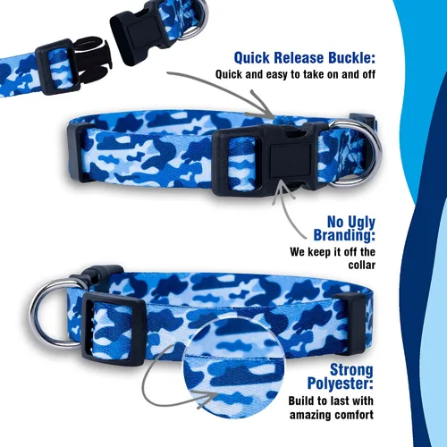Vista 4 de Collar de perro de camuflaje (S, azul)