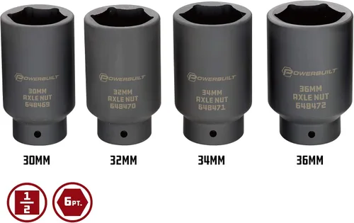 Vista 3 de Powerbuilt 648635 - Juego de 4 piezas de tuercas de eje de 1.181 in, 1.260 in, 1.339 in, 1.417 in, herramientas para quitar tuercas de eje de rueda