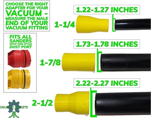 Vista 3 de Adaptador de vacío para lijadoras Dewalt - Recolección superior de polvo y ajuste de precisión - Galactic Gadgets (1-1/4 pulgadas - rojo)