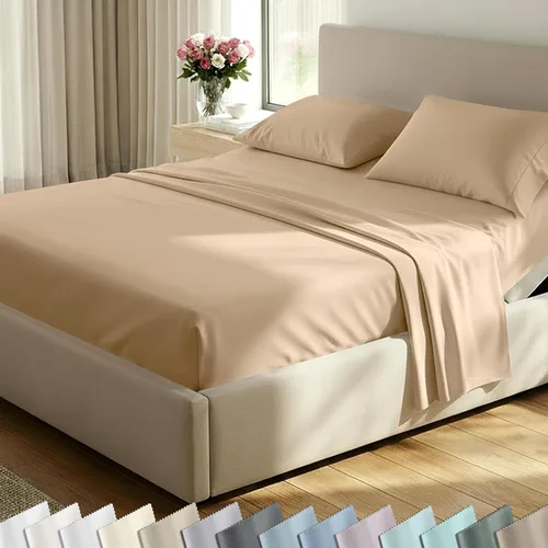 Vista 23 de California Design Den Juego de sábanas de lujo tamaño King - 100% algodón, 600 número de hilos, sábanas King de bolsillo profundo, ropa de cama