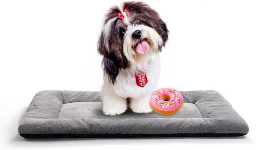 Vista 34 de Alfombrilla de cama para jaula de perro para perros extra pequeños. Cama de jaula de perro ultra suave. Alfombrilla de perrera lavable y Rosa