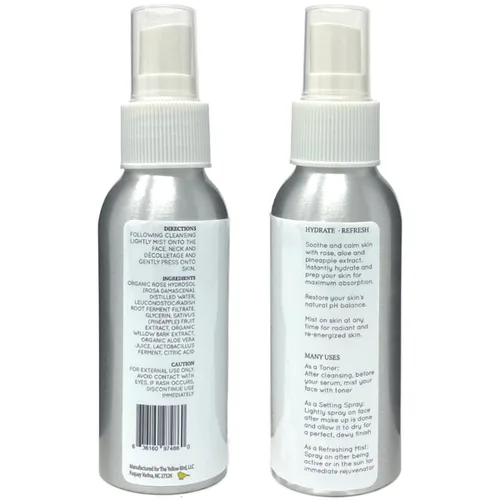 Vista 2 de Yellow Bird - Tónico facial natural de agua de rosas – Spray de hidratación facial calmante, niebla de ajuste de maquillaje relajante, corteza