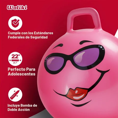 Vista 3 de WALIKI Bola Hippity Hop para adolescentes Hopper rosa de 22 pulgadas Bola de salto y salto para juego activo y diversión al aire libre