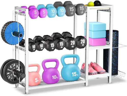 Vista 10 de FHXZH Soporte para mancuernas, soporte de pesas ajustable para gimnasio en casa, soporte de peso resistente para mancuernas y pesas rusas