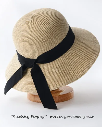 Vista 2 de FURTALK Womens Beach Sun Straw Hat UV UPF50 Travel Foldable Brim Summer UV Hat