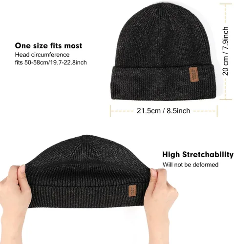Vista 3 de Wmcaps Gorro de invierno para hombres y mujeres, gorro de punto suave y cálido con forro polar