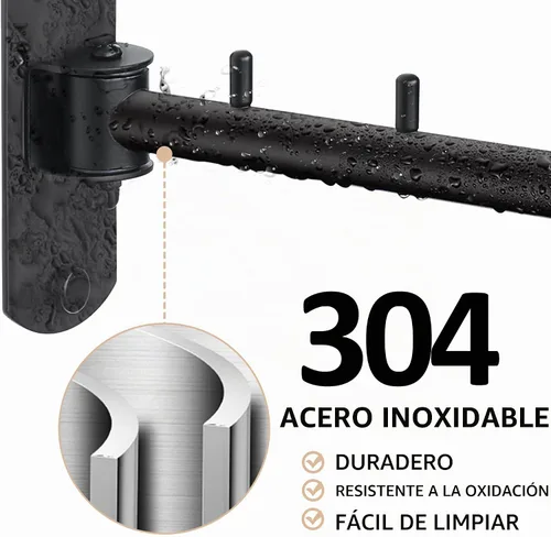 Vista 3 de Mooche - Percha giratoria para ropa, gancho de barra para colgar prendas montado en la pared, estante plegable resistente para secar, sistema