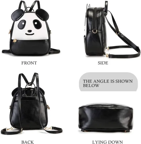 Vista 5 de Mini mochila para niñas pequeñas 3D Animal Casual Daypack PU cuero preescolar convertible bolsa de hombro regalo para niños, Negro -, Mochilas