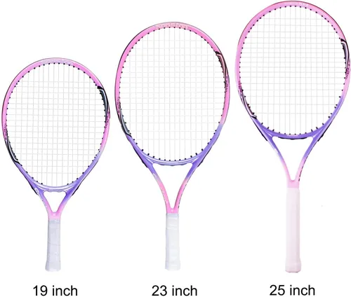 Vista 7 de Senston Raquetas de tenis para niños de 25" con 3 pelotas de tenis rosa