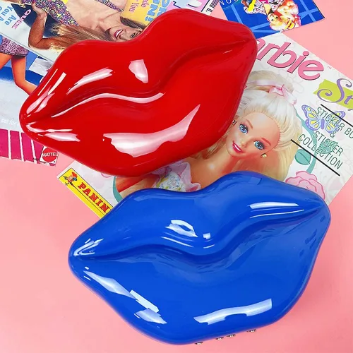 Vista 4 de ENJOININ Bolsos de noche de fiesta con forma de labios acrílicos para mujeres, bolsos y bolsos de mano, bolso de mano vintage para banquetes