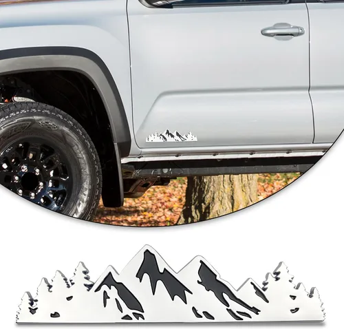 Vista 10 de Zhizhong Emblema de árbol de montaña de nieve de 7 pulgadas, insignia gráfica de montañas para maletero y portón trasero para automóvil, camión