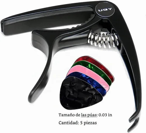 Vista 2 de Ugy Capo guitarra, Capo para guitarra acústica y guitarra eléctrica, cambio rápido capo & ukelele Capo (negro)