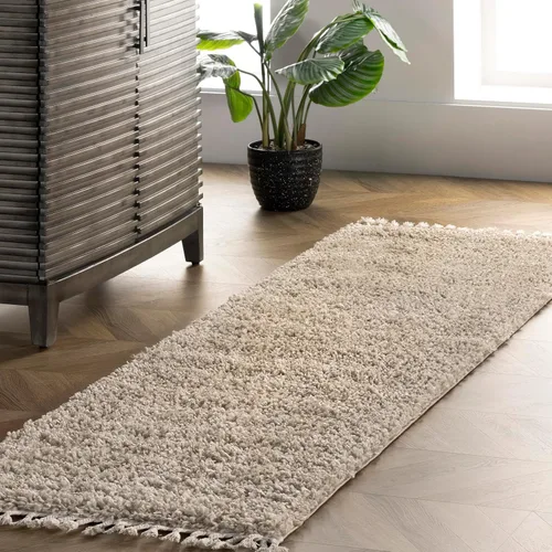 Vista 26 de NULOOM Neva Alfombra de Área Shag Moderna con Borlas, 8' Cuadrada, Beige Neva Beige