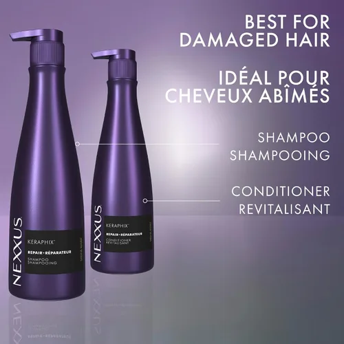Vista 7 de Nexxus Keraphix Acondicionador Keraphix con ProteinFusion para cabello dañado con proteína de queratina y arroz negro, 13.5 oz