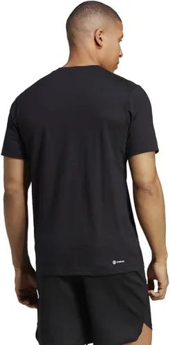 Vista 2 de adidas Camiseta de entrenamiento con logotipo Feel Ready para hombre, Negro-blanco