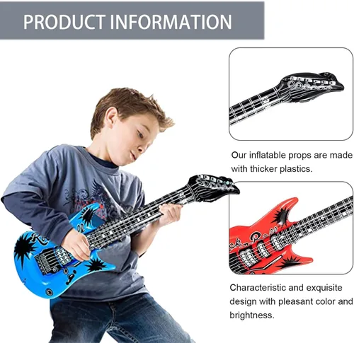 Vista 4 de LokweeTal Instrumento musical inflable Guitarra Inflable Micrófono Inflable Niños Accesorios Inflables 10PCS Globos de Color Aleatorio